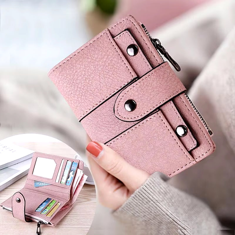 Women Wallet Simple Retro Rivets Short Wallet Coin Purse Card Holders Handbag for Girls Purse Small Wallet Ladies Bolsa Feminina